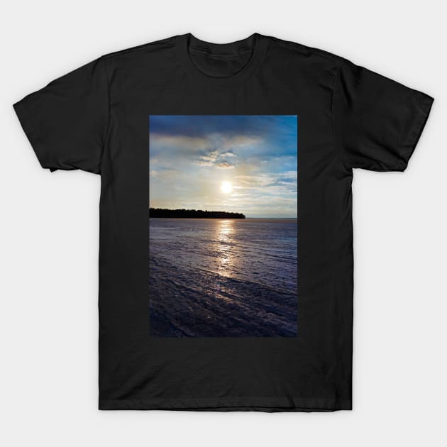 Frozen Sunset over Gull Lake T-Shirt by bobmeyers